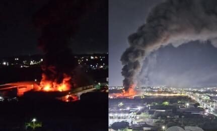 b81843609213539b004578379f15342f-e1740746378186 Bombeiros controlam incêndio de grande proporção em depósito de supermercado