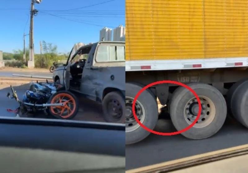 0fb0682efc7f048925a36762c59cd64a Jovem morre após ser atropelada por carreta na Ponte Sérgio Motta, em Cuiabá