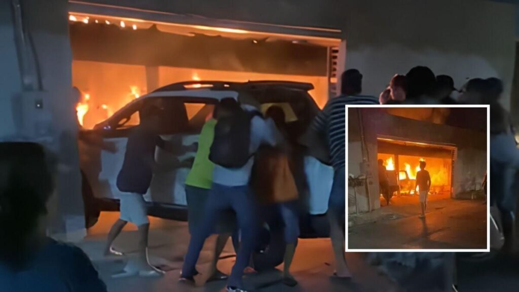 302d630c8e98ab3477315466e9704b44-1024x576 Incêndio atinge casa no bairro Renascer em Cuiabá; carro é destruído e outro fica danificado