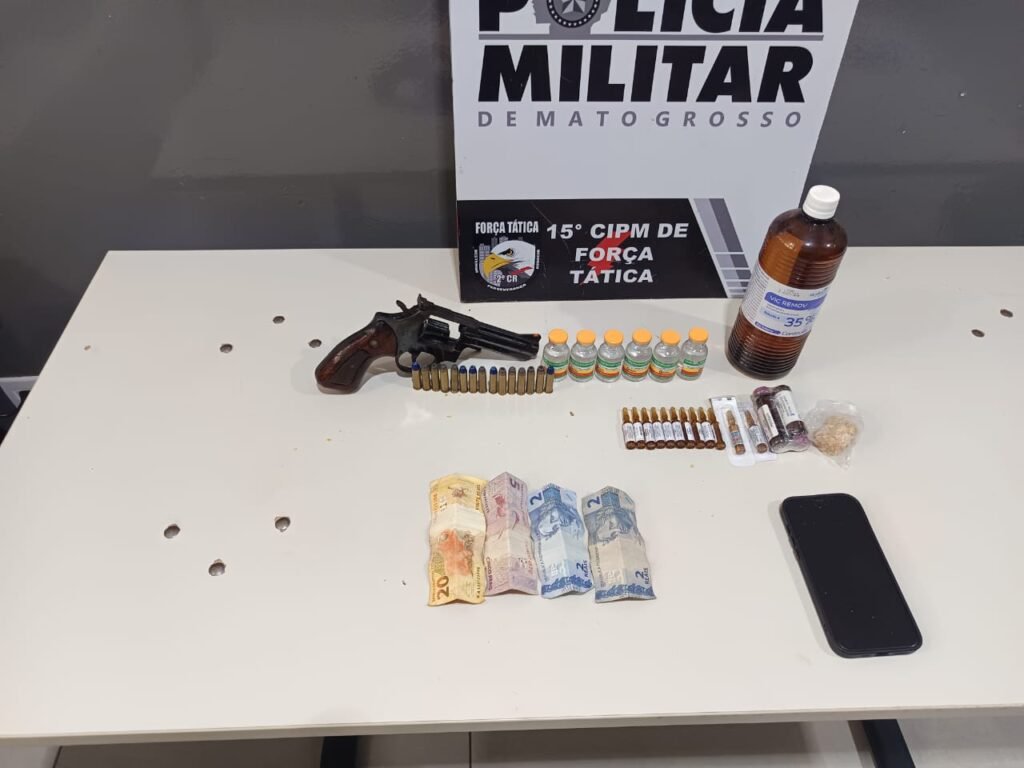 1000612082-1024x768 Força Tática prende jovem com arma de uso restrito e drogas em Várzea Grande