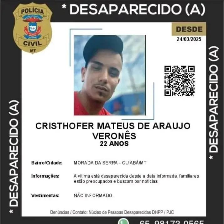 1000724704 Jovem de 22 anos está desaparecido há quase um ano em Cuiabá